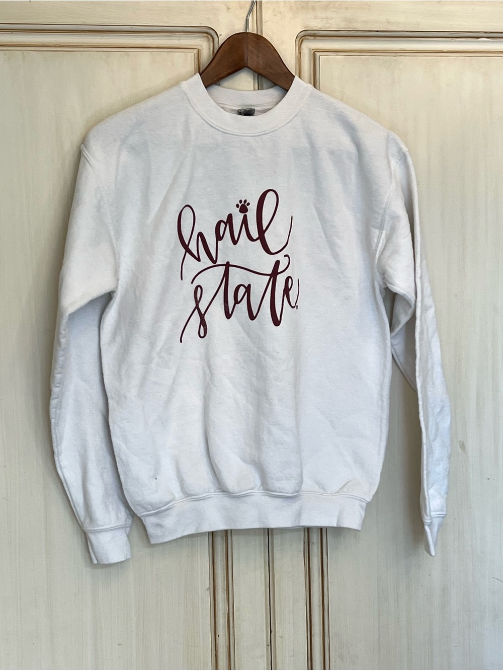 Mississippi State Hail State Sweatshirt Youth XL White Crewneck Graphic Pullover